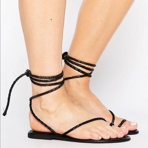 ASOS Shoes - ASOS tie leg braided black sandals ASOS Shoes - ASOS tie leg braided black sandals